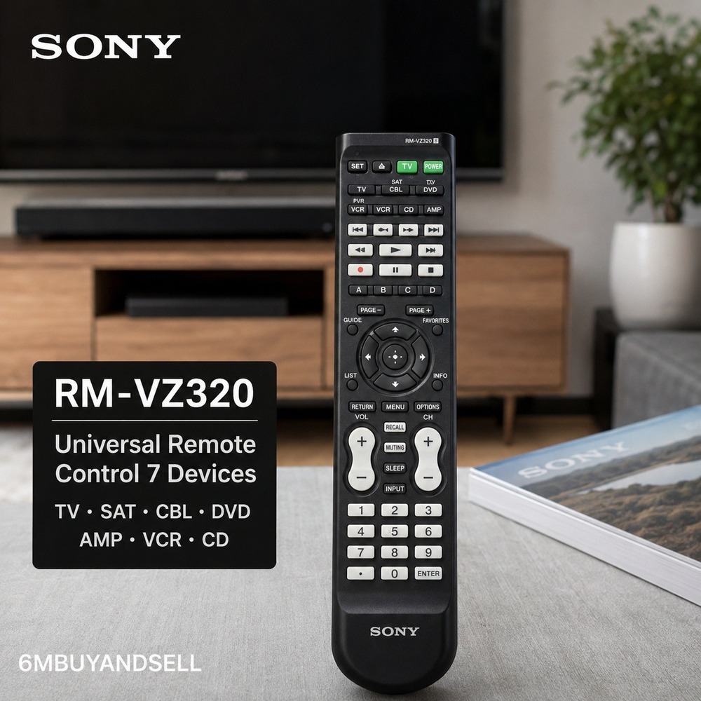 Sony RM-VZ320 Universal Remote Control 7 Devices TV DVD VCR‎ AMP Black Commander